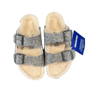 Birkenstock Arizona Kids Happy Lamb Grey Comfort Sandal Size EU 30/ US 12-12.5